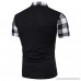 Fashion Mens Casual Plaid Printed Patchwork Short Sleeve T-Shirt Tops Black B07PRCYRNC